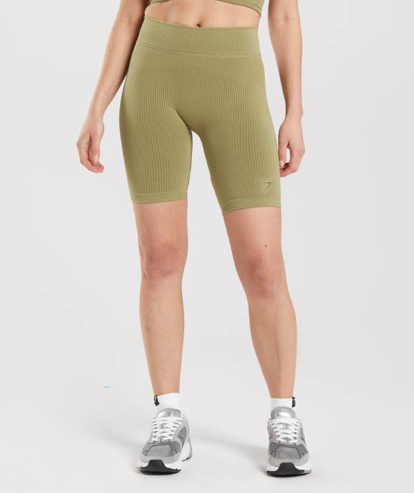 Damske Šortky Gymshark Pause Seamless Cycling Zelene | VM4983601